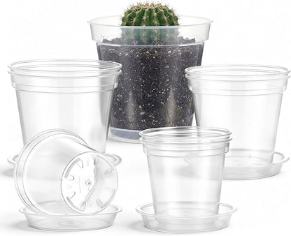 Baderke 12 Pack Clear Nursery Pot Plastic Nursery Pot Large Plant with Drainage Holes for Root Health Indoor Outdoor (Multiple Sizes)