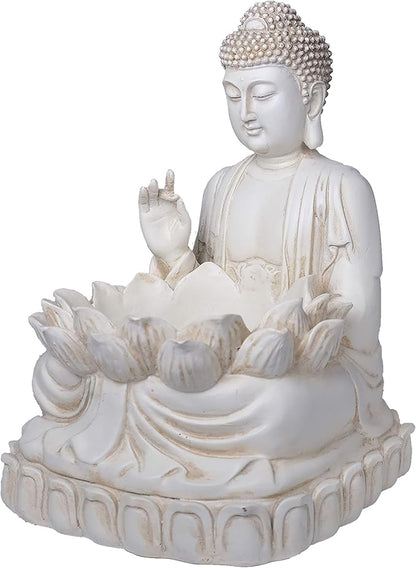 Buddha Planter – 9.5" Tall Polyresin - Zen Plant Pot Holder for Succulent, Flower, Cactus - Garden Lotus Statue Indoor or Outdoor Decor
