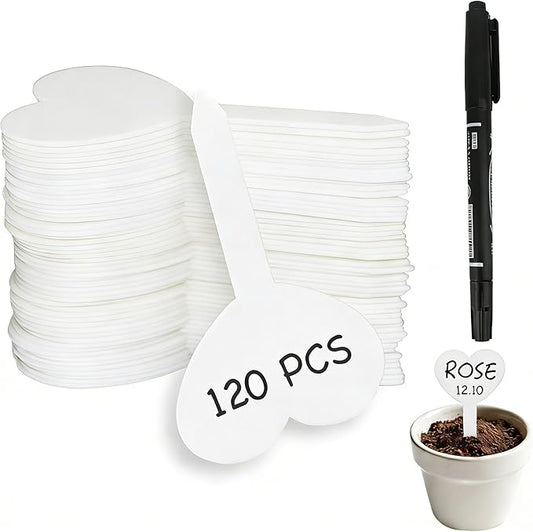 120PCS Plant Tags Plant Labels for Outdoor Garden Waterproof Plastic Seed Labels for Seedlings White Garden Markers with Permanet Marking Pen Plants Tags Gifts for Gardening Lovers