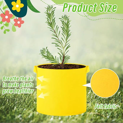12 Pcs Multicolor Plant Grow Bags Large Grow Bags Fabric Planter Thickened Non Woven Fabric Pots with Handles for Indoor Outdoor Garden Planting Seeds Flower, 6 Colors (7 Gallon)