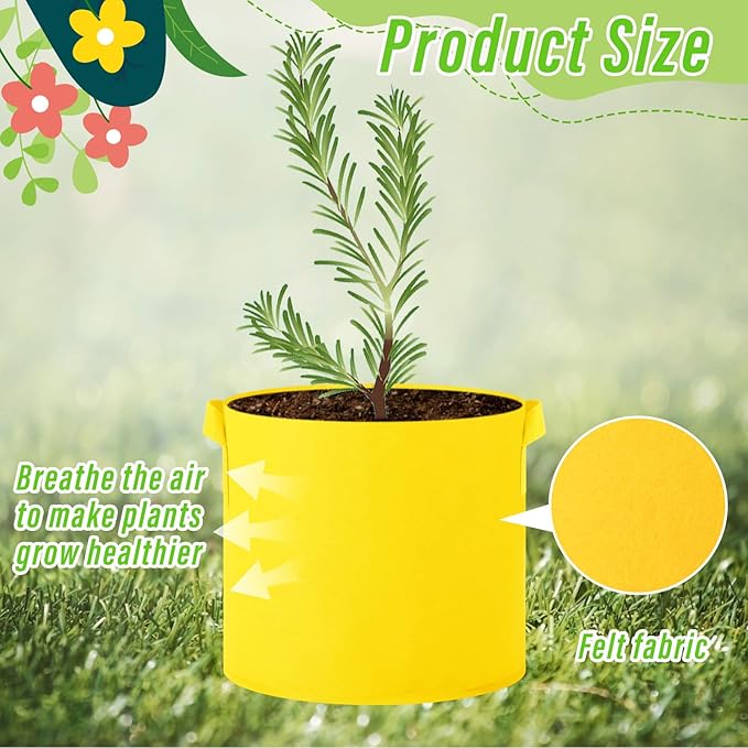 48 Pcs Multicolor Plant Grow Bags Large Grow Bags Fabric Planter Thickened Non Woven Fabric Pots with Handles for Indoor Outdoor Garden Planting Seeds Flower, 6 Colors (3 Gallon)