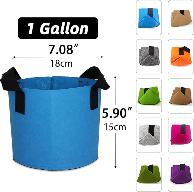 Grow Bags,Growing Pot Bags Garden Grow Bag Indoor Outdoor Fabric Aeration Plant Pot Container Flower Vegetable Pouch (Mixed 10colors,1 Gallon)
