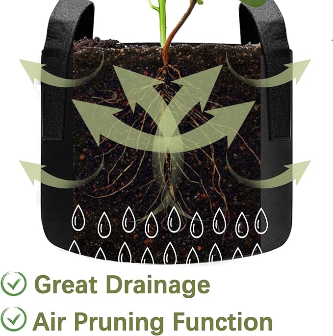 TCBWFY 5 Gallon Grow Bags,12 Pack Heavy Duty Thickened 300g Non-Woven Fabric Pots with Sturdy Handles,Garden Bags to Grow Vegetables Flowers