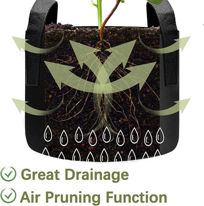 TCBWFY 5 Gallon Grow Bags,6 Pack Heavy Duty Thickened 300g Non-Woven Fabric Pots with Sturdy Handles,Garden Bags to Grow Vegetables Flowers