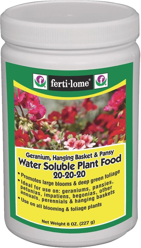 Voluntary Purchasing Group 10728 Fertilome Geranium Hanging Plant and Pansy Water Soluble Plant Food Fertilizer, 8-Ounce