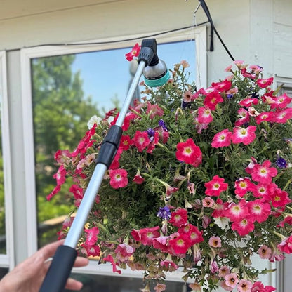 Foxglove Extendable Garden Hose Watering Wand (28–36”) with 10 Adjustable Spray Settings and Swivel Head – Long Hose Spray Nozzle with Thumb Control for Hanging Baskets and Shrubs