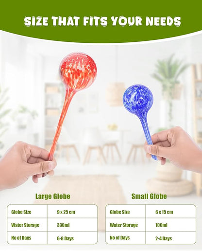 Iridescent Self Watering Globes, Glass Rainbow Plant Watering Globes, Self Watering Planter Insert, Automatic Plant Waterer Indoor (Large-6 Pcs Multi-Color)
