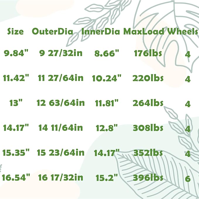 16.5 Inch Square Rolling Plant Caddy Saucer with Wheels, Heavy Duty Wheeled Planter Stand for Potted Plant, Coaster Roller Base Tray with Casters, Flower Pot Dolly Holder for Indoor Outdoor