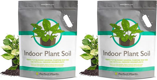 Perfect Plants Indoor Plant Soil 8qt | Perfectly Balanced Potting Mix | Gardening Substrate for All Varieties of Live houseplants (Pack of 2)