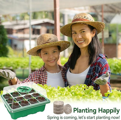 Halatool 8 Pack Seed Starter Tray with 100 PCS Peat Pellets, 96 Cells Green Plant Germination Trays for Organic Seed Starter Soil Pods for Planting Vegetables Plants Flowers Herbs - Starting Seeds Kit