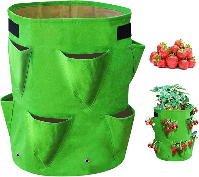 BenefitUSA Garden Planting Bag Grow Felt Fabric Planter Bag Strawberry and Herb Plant Tub 1/2/3/5 Pack (3)
