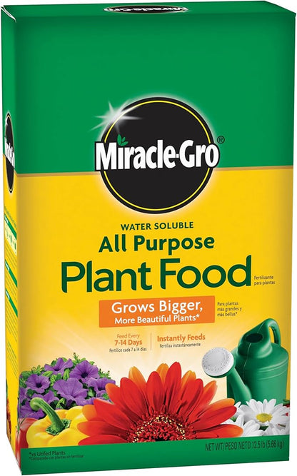 Miracle-Gro Water Soluble All Purpose Plant Food - Fertilizer for All Indoor or Outdoor Plants Including Roses, Flowers, Vegetables, Houseplants, Trees, and Shrubs, 12.5 lbs.