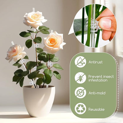 Mwellewm Plant Stakes 30 Pcs 17 Inch & 11 Inch Plant Support Stakes For Indoor Outdoor Tall Acrylic Clear Garden Orchid Sticks with 30 Small Clips Single Stem Potted Tomato Flower Amaryllis Vegetables