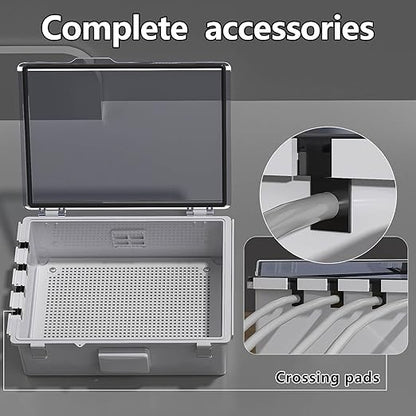 ABS Electrical Junction Box, Ventilated Design, Cable Grommets, IP65 Waterproof Enclosure, Indoor/Outdoor Use with Mounting Panel.(Clear Cover, 15"x11"x5.1")