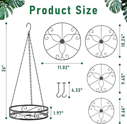 4-Pack Metal Hanging Planters for Outdoor Plants - Heavy Duty Hanging Baskets for Plants Outdoor with Chains and Long Hooks – Aesthetic Hanging Plant Holder for an Instant Indoor Gardening Decor