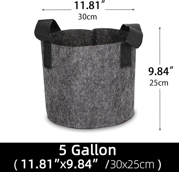 Grow Bags,Growing Pot Bags Garden Grow Bag Indoor Outdoor Fabric Aeration Plant Pot Container Flower Vegetable Pouch (Dark Gray,5 Gallon)