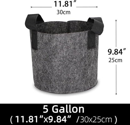 Grow Bags,Growing Pot Bags Garden Grow Bag Indoor Outdoor Fabric Aeration Plant Pot Container Flower Vegetable Pouch (Dark Gray,5 Gallon)
