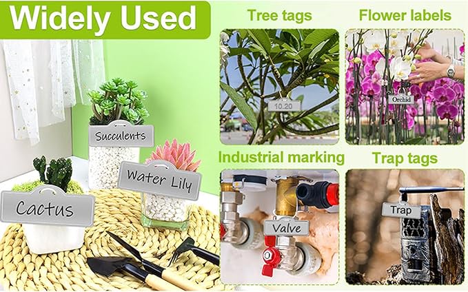 Aluminum Plant Tags 100Pcs with 100 Ties, Waterproof Garden Labels for Outdoor Identification, Greenhouse and Tree Markers for Plants Flowers Vegetables, Durable Metal Tags for Cables Equipment Pets