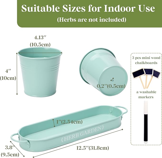 PERFNIQUE Indoor Herb Garden, Herb Planter for Indoor/Outdoor, Farmhouse Plant Pots, Windowsill Herb Garden with Tray(Planter only) Window Pots