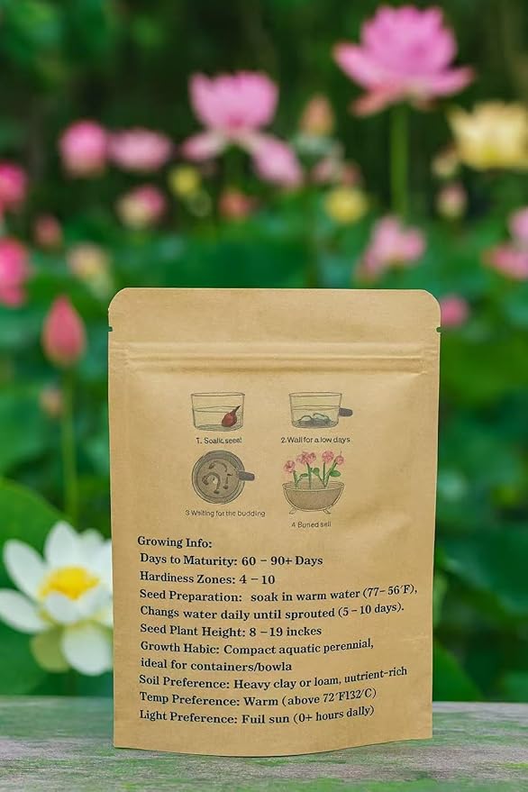 30PCS Premium Lotus Seeds for Planting in Water – Mixed Color Bowl Flower for Ponds, Bonsai, Indoor Water Gardens & Lotus Bowl Planter – Non-GMO, Easy Grow Water Lotus Seeds