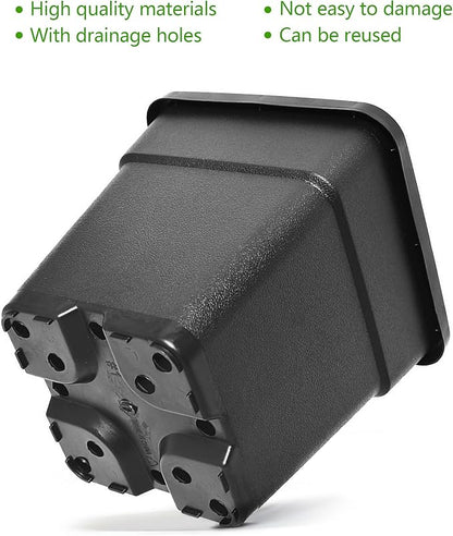 HOSTIC 1.4 Gallon Square Nursery Pots Flexible Plastic Pots for Plants Gallon Pot with Drainage Holes 10 Pcs