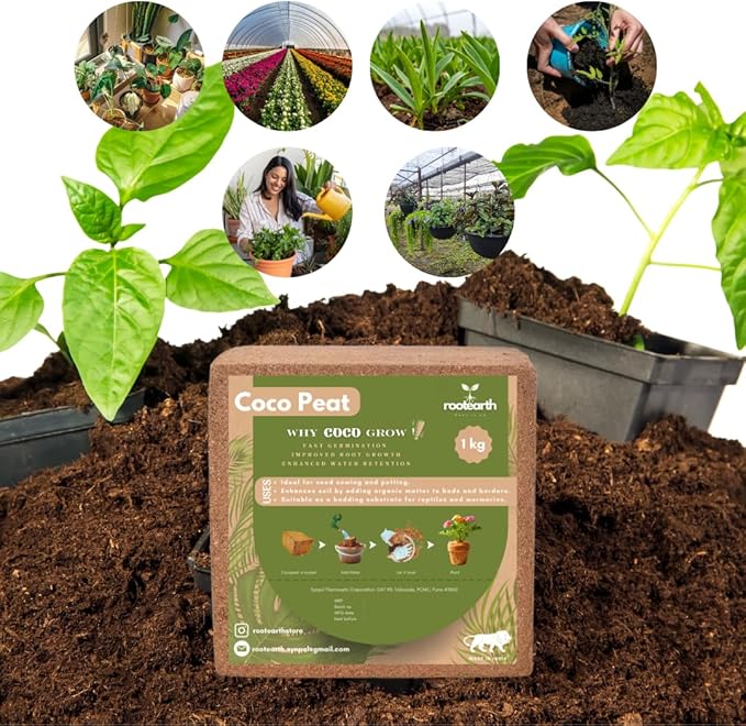 1kg Coco Peat Brick – Coconut Coir Growing Medium for Gardening, Seedlings, Indoor Plants & Potting Soil Mix