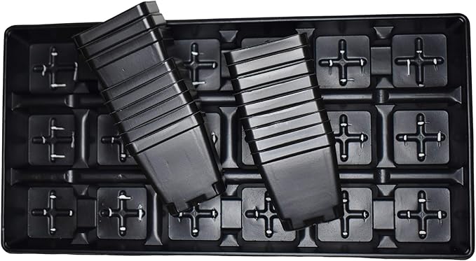 Set of 3 Trays Plus 54 POTS - 3.5" Square pots