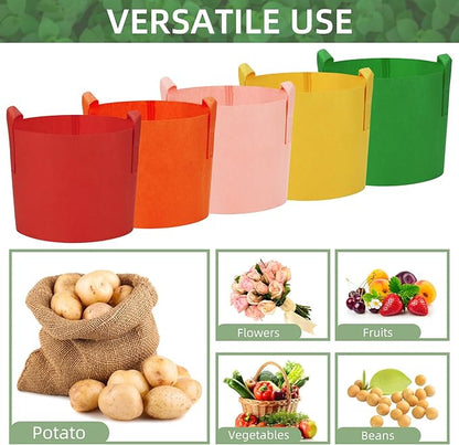20 Pack 7 Gallon Grow Bags, Colorful Potato Plant Grow Bags with Handles, Nonwoven Fabric Garden Pots for Vegetable Fruit Flowers Herbs Tomato Potato Growing (7 Gal)