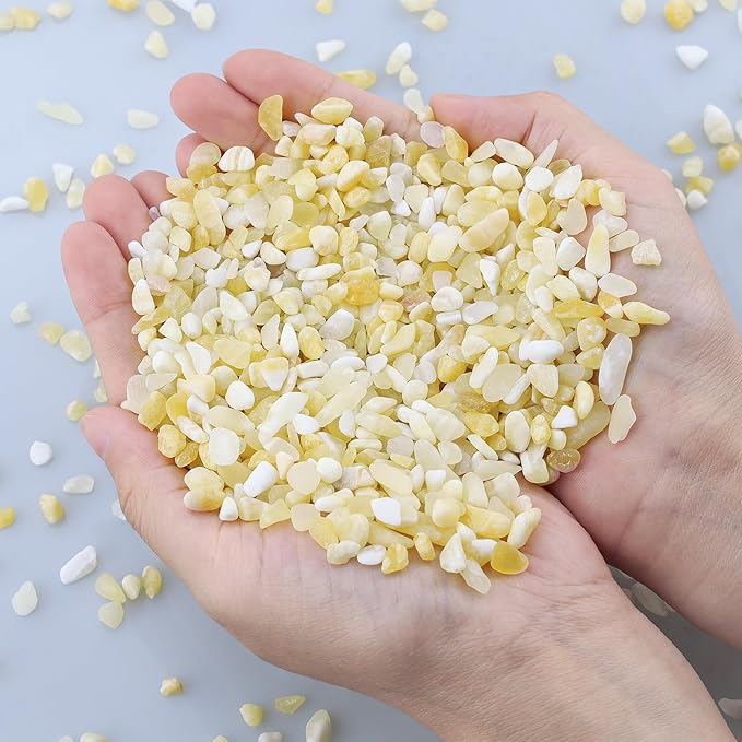 ZHIYUXI Yellow Jade Crystal Chips Bulk Fish Tank Decorations Aquarium Rocks Gravel Vase Filler Stones Crystals for Candle Making Witch Kit Gravel for Plants Quartz Sand Gemstone 0.44 lbs