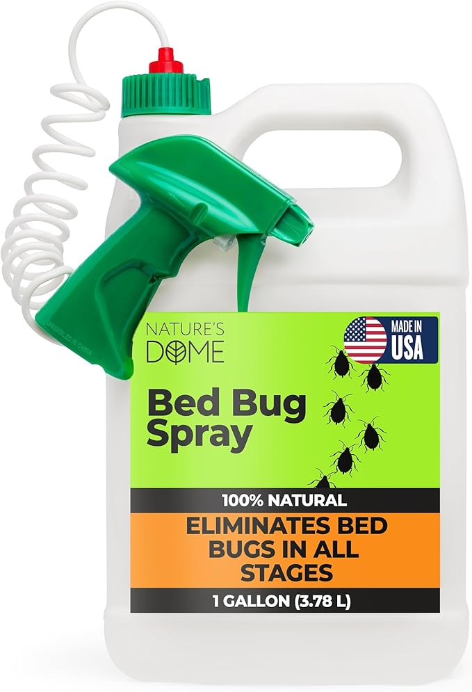 Nature's Dome Bed Bug Spray – 100% Kill Rate, 1 Gallon Natural Bed Bug & Mite Killer, Destroys Eggs, Kills Resistant Strains, Long-Lasting Protection, Safe for Home Use
