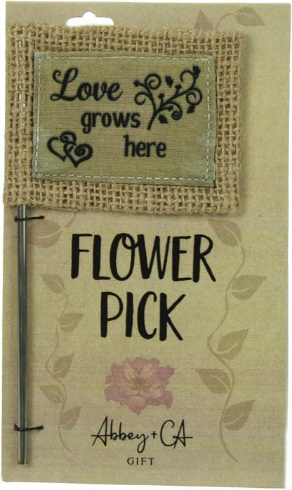 Abbey & CA Gift Love Grows Here Flag Flower Pick