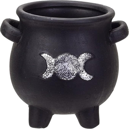 Pacific Giftware Witches Cauldron Terracotta Planter Pot Candy Holder Tabletop Figurine (Triple Moon)