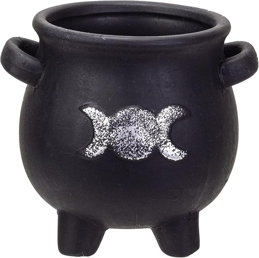 Pacific Giftware Witches Cauldron Terracotta Planter Pot Candy Holder Tabletop Figurine (Triple Moon)