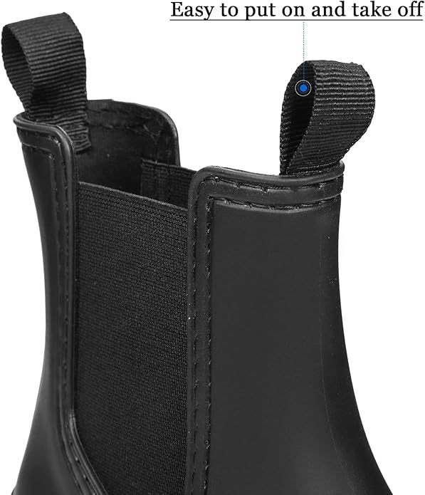 DKSUKO Rain Boots Women Waterproof Chelsea Boots Ankle Garden Shoes for Ladies Rubber Short Rainboots with Removable Comfort Insole for Outdoor Work Deck Mud Boots