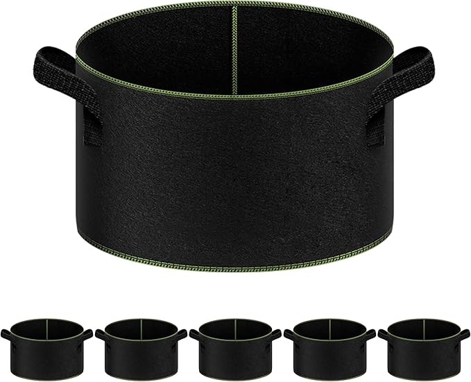 iPower Grow Bag 15 Gallon 5-Pack Heavy Duty Plant Pots, Nonwoven Fabric Containers Aeration with Nylon Handles, for Planting Vegetables, Fruits, Flowers, 2024 Version Black
