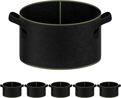 iPower Grow Bag 15 Gallon 5-Pack Heavy Duty Plant Pots, Nonwoven Fabric Containers Aeration with Nylon Handles, for Planting Vegetables, Fruits, Flowers, 2024 Version Black