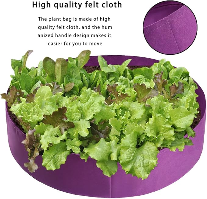 Firlar 2 Pack Fabric Raised Garden Bed, 50 Gallon Grow Bag Planting Bed Round Raised Planter Garden Bed Bag Planter Container for Plants, Herb, Flowers and Vegetables