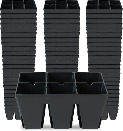 Epic Gardening Reusable Seed Starter Tray - 6 Cell/72 Seedling Starter Trays - Easy Watering, Indoor Greenhouse, Plant Starter, Gardener-Friendly for Seedlings | UV-Treated & BPA-Free - Black