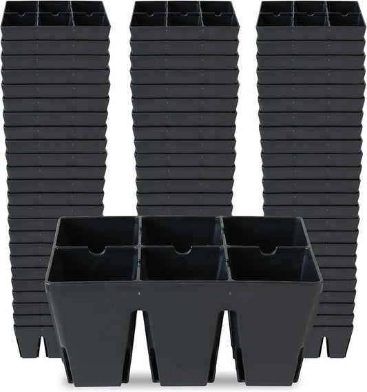 Epic Gardening Reusable Seed Starter Tray - 6 Cell/72 Seedling Starter Trays - Easy Watering, Indoor Greenhouse, Plant Starter, Gardener-Friendly for Seedlings | UV-Treated & BPA-Free - Black