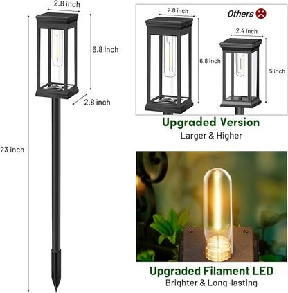 BesLowe Upgraded Solar Pathway Lights Outdoor, 12-Pack Large LED Solar Light Outdoor Waterproof, Super Bright Outside Lights for Yard, Sun-Powered Landscape Lighting for Garden Walkway, Warm White