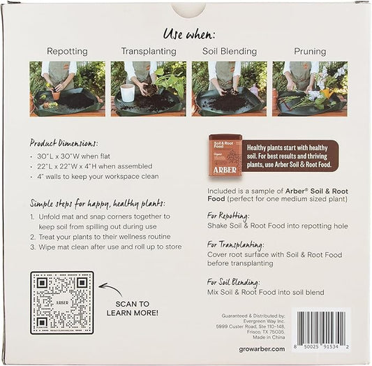 Repotting Mat for Indoor Plants 30" x 30" – Waterproof Foldable Plant Potting Mat with Snap Corners & 4" Walls – Mess-Free Soil Mixing, Pruning, Transplanting for Succulent, Orchid, Bonsai