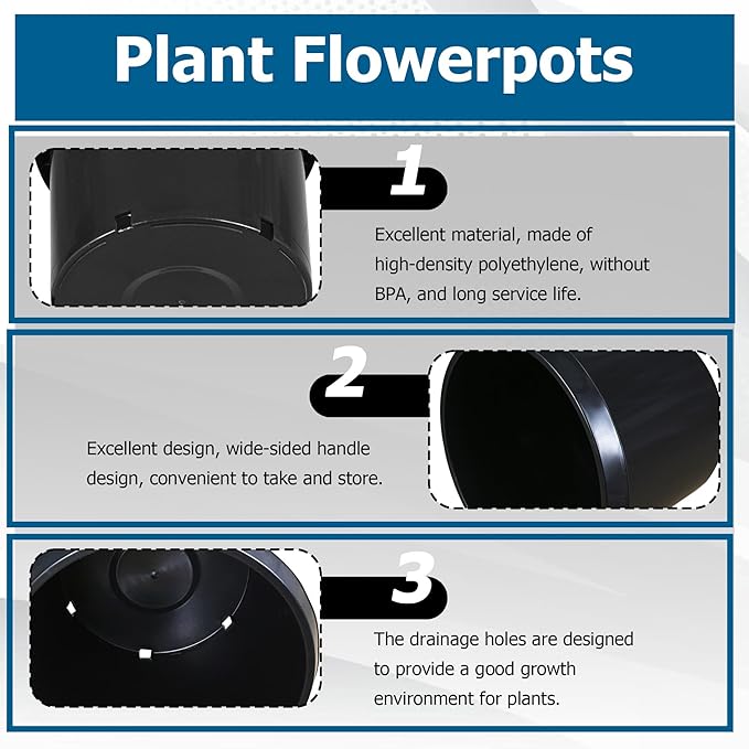 Planter Nursery Pots 12.7 Gallon Pots for Plants, Injection Molded Plastic Nursery Pots, Plant Container 12.7 Gal 5-Pack