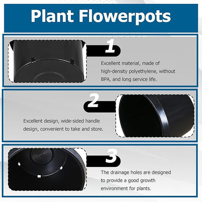 Planter Nursery Pots 12.7 Gallon Pots for Plants, Injection Molded Plastic Nursery Pots, Plant Container 12.7 Gal 5-Pack