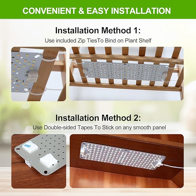 3Pack Panel Grow Lights for Indoor Plants, Seed Starting, Vegetables, Pot Plants, Bonsai with Timer, Ultra-Thin Under Cabinet & Shelf Full Spectrum LED Plant Growing Lamps, Multi-Panels Free Connect