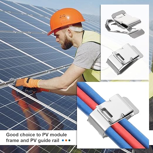 150 Pcs Stainless Steel Cable Clips, Metal Trailer Wire Clip for Electrical Cord Management, Wire Clips for Cords, Metal Cable Clamps Solar Panel PV Wiring Boat Trailer Applications (1 x 0.5 Inch)