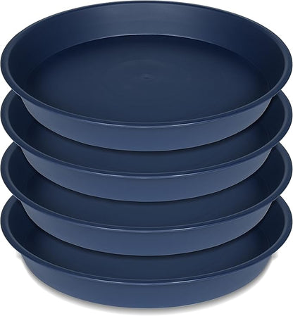 4 Pack of 16 17 inch Plant Saucer (15 inch Base), 2.3" Depth, Heavy Duty Deep Plant Trays for Planter Pots, Bird Bath Bowls, Plastic Plant Saucers for Indoors (17", Blue)