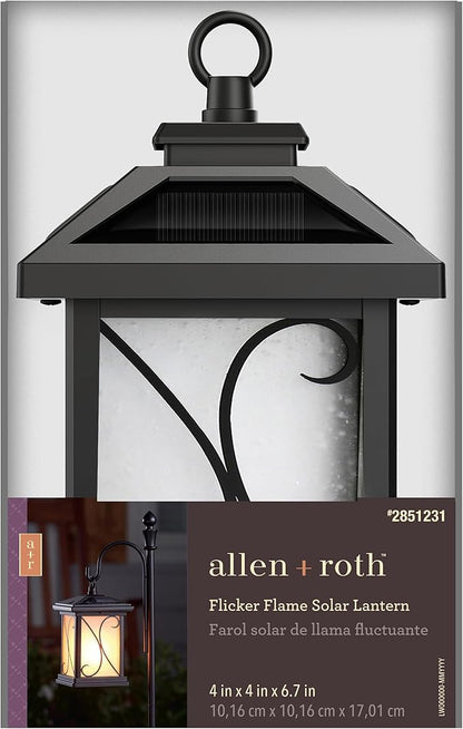 Feit Electric Solar Outdoor LED Lantern, 1800K Warm White, 10 Lumens, 3.5-Watt Authentic Live Flicker Flame and Weatherproof Build for Year-Round Outdoor Path Light, LLAN4SQ/FLAME2/SOL