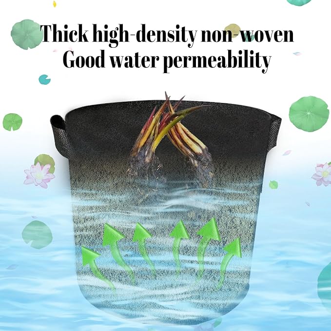 8Pack Lily Plant Pots for Pond, Thickened Nonwoven Plant Fabric Pots with Handles, Durable Breathe Reusable Fabric Plant Bags for Aquatic Plants, Potato, Carrot, Onion, Flower