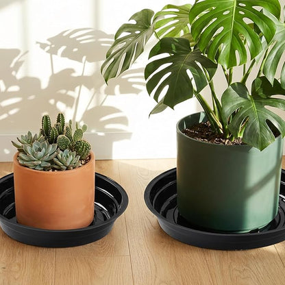 TRUEDAYS 20 Pack Black Plant Saucers – 4 Sizes (6"/8"/10"/12") Plastic Flower Pot Trays for Indoor & Outdoor Plants, Drip Trays to Protect Floors & Surfaces