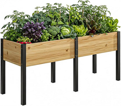 DoCred Raised Garden Bed, 70.9" x 22.8" x 31.5" Large Elevated Wooden Horticulture Planter Box with Metal Legs Standing Growing Bed Planter for Gardening, Balcony, Backyard, Patio
